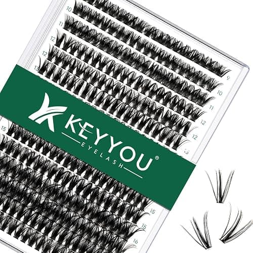 Lash Clusters 300pcs Individual Lashes 50D 0.07C Curl 9-18MIX DIY Eyelash Extension KEYYOU Large Tray Volume Soft&Natural Cluster Lashes(50D-0.07C,9-18MIX) - Image 1
