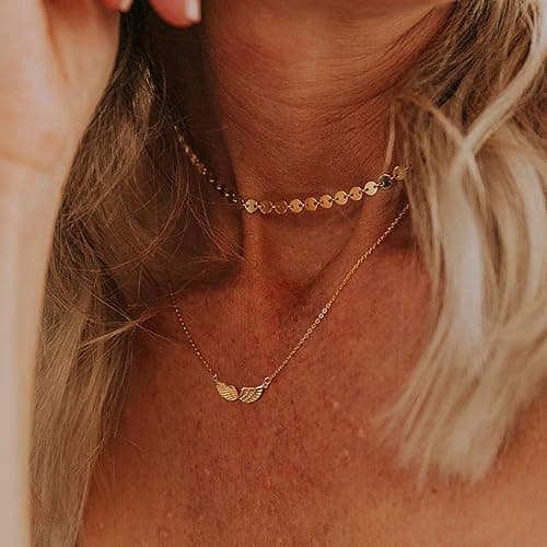 Dremmy Studios Cross Pendant Necklace for Women 14K Gold Plated Cubic Zirconia Evil Eye Butterfly Angel Wing Disc Coin Necklace Minimalist Religious Faith Jewelry Gift for Women thumbnail 3