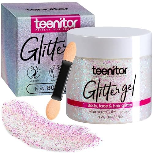 Teenitor Body Glitter, Face Glitter, Hair Glitter Gel, Holographic White Glitter for Face Body Makeup - Image 1