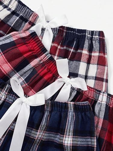 Milumia Women's Flannel Pajama Shorts Plaid Elastic Waist Sleep Pj Shorts 3 Pack thumbnail 4