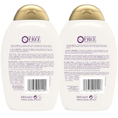 OGX Extra Strength Damage Remedy + Coconut Miracle Oil Shampoo & Conditioner for Dry, Frizzy or Coarse Hair, Hydrating & Flyaway Taming Conditioner, Paraben-Free, Sulfate-Free, 13 Fl Oz, 2 Pack thumbnail 8