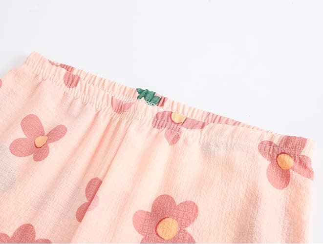 Hupohoi Big Girls Button Down Pajama Set 3pcs Short Sleeve Long Pants with Shorts Crepe Wrinkled Fabric Sleepwear Nighty thumbnail 5