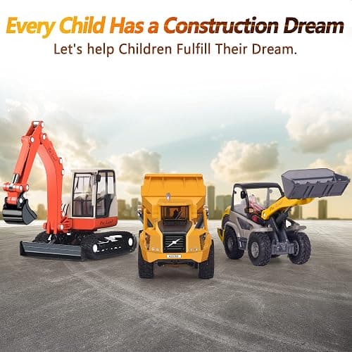 iPlay, iLearn Heavy Duty Construction Site Playset, Metal Dump Truck, Excavator Digger Backhoe, Tractor Bulldozer Diecast Vehicle, Outdoor Sandbox Car Toy, Birthday Gift 3 4 5 Year Old Boy Kid Toddler thumbnail 2