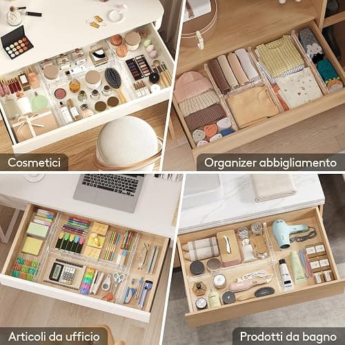 Lifewit 4 Divisori per Cassetti Cucina Alti 6cm, 40.6-56cm, Organizer Regolabili per Utensili, Vestiti e Trucchi, Separatori per Cassetti in Plastica per Camere da Letto thumbnail 7