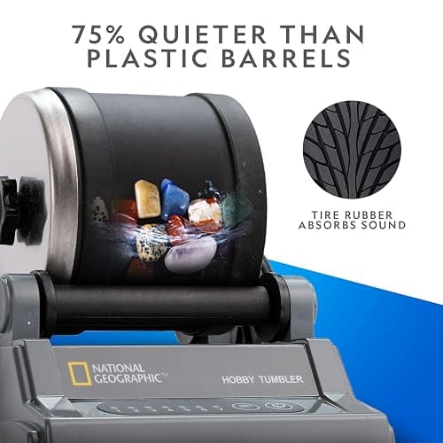 NATIONAL GEOGRAPHIC Hobby Rock Tumbler Kit - Rock Polisher for Kids & Adults, Durable Noise-Reduced Barrel, Rocks, Grit & New GemFoam for a Shiny Finish, Cool Toys, Great STEM Hobby Kit thumbnail 5