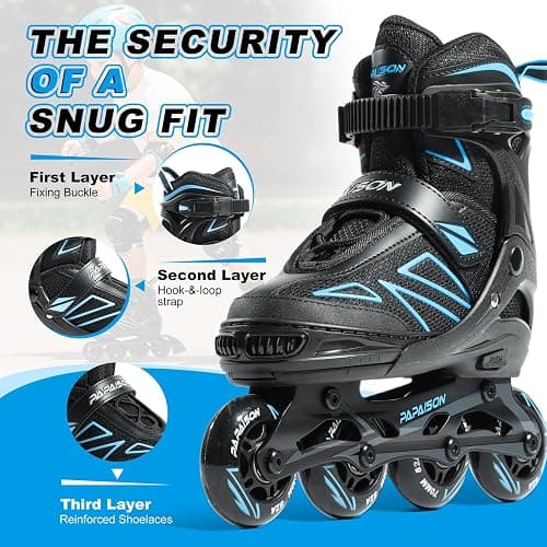 PAPAISON Boys Inline Skates Ages 5-8 8-12, Adjustable Size Beginner Roller Skates Blades for Kids Youth thumbnail 5