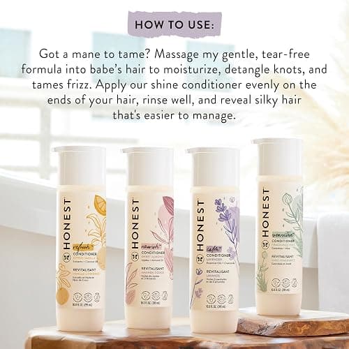 The Honest Company Silicone-Free Conditioner, Gentle, Hypoallergenic, Naturally Derived Ingredients, Fragrance-Free for Sensitive Skin, 10 fl oz thumbnail 6