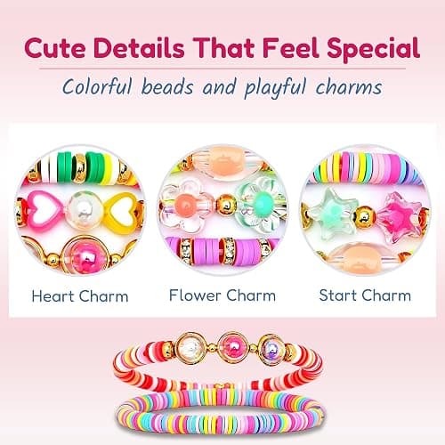 CHENSILAIYI Bracelets for Girls, 10 PCS Colorful Clay Bead Bracelet Set, Stretch Charm Bracelets for Teens, Cute Jewelry Gift for Daughters, Granddaughters, Nieces, Birthday Party Favors thumbnail 7