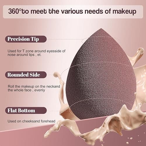 Makeup Sponge Set BS-MALLTriangle Puff 14 Pcs for Liquid, Cream, and Powder, Multi-colored Makeup Sponges and Mini Makeup Sponge (D-Coffee) thumbnail 2