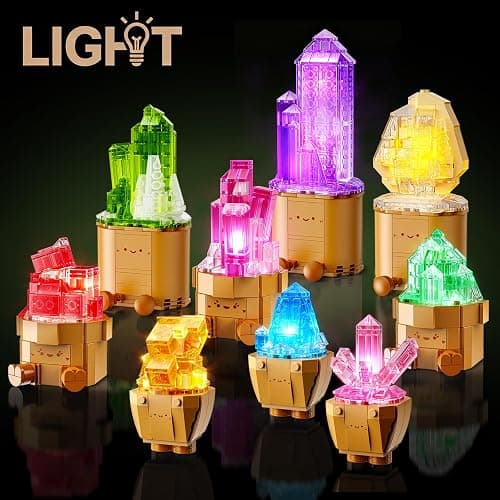 CUBIMANA Mineral Collection 3.6MM Mini Building Set for Adults with LED Light, 9 Pack Crystals Flower Botanical Bonsai Building Block for Home Office Decor, Christmas Birthday Gifts for Teens 1170PCS thumbnail 8