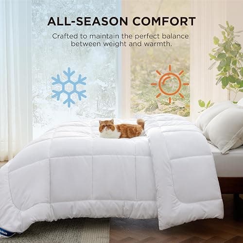 Bedsure Comforter Duvet Insert - Quilted Comforters Queen Size, All Season Duvet, GentleSoft Down Alternative Bedding Blanket, with 8 Tabs, Gifts for Women/Men, White, Queen 88 x 88 Inches thumbnail 5