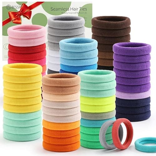 Bessrung 100PCS Elastic Hair Ties, Seamless Hair Band, Ponytail Holder No Crease Damage, Cotton Bands, Hair Scrunchies for Thick Thin Hair, Hair Accessories for Women - Image 1