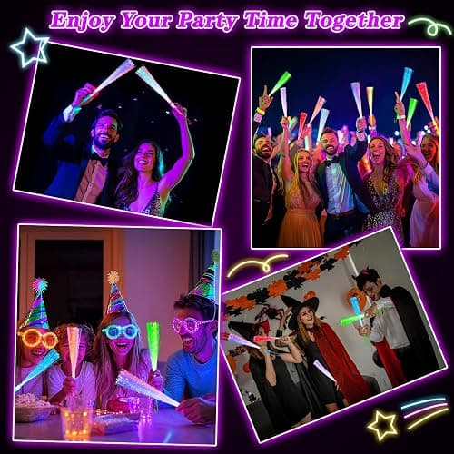 TURNMEON 30 Pcs Colorful Glow Fiber Wands,Toys Glow Sticks Bulk Party Pack for Adults,Glow in the Dark Party Supplies for Patriotic,football ,Wedding, Birthday,Classroom,Concert,Pool carnival thumbnail 6