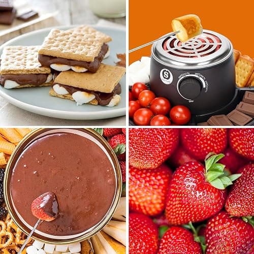 SANLE SOPFFY 2 in 1 Electric S'mores Maker & Fondue Pot,S'mores Maker Tabletop Indoor Kit with 4 Roasting Forks & 1 Flameless Temperature-controlled Heater,Christmas Gifts,Family Gifts thumbnail 5