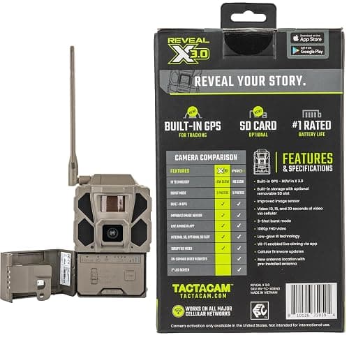 TACTACAM Reveal X 3.0 Cellular Trail Camera, Night Vision, Waterproof | 4K photo, 1080p video; auto-connect multi-carrier LTE; no SD card needed; 6+ month battery life; IP66 rated thumbnail 3