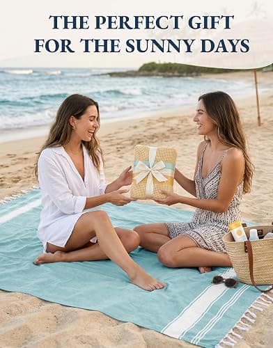 LANE LINEN Beach Towel 2 Pack, Oversized Beach Towel 39"x71", Lightweight Beach Essentials for Women, Large Pool Towel, Absorbent & Quick Dry, Sand Free Beach Towel - Aqua thumbnail 9