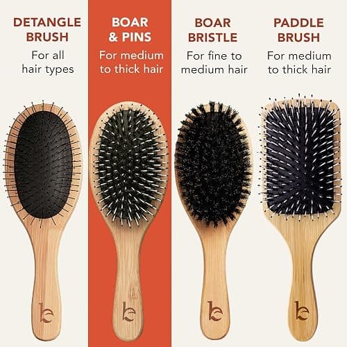 Boar Bristle Hair Brush - Smoothes & Detangles All Hair Types, Hairbrush for Women, Men & Kids, Brush for Thick Hair, Distributes Oils for Natural Shine & Stimulates Scalp thumbnail 5