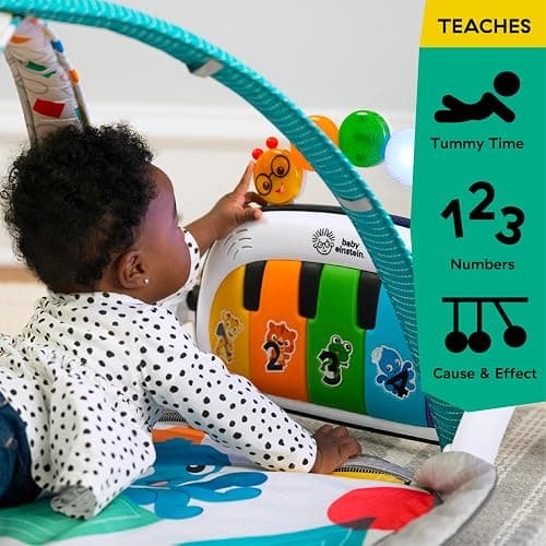 Baby Einstein, 4 in 1 Kickin' Tunes Spieldecke mit 70+ Geräuschen, 25+ Minuten Musik, Erlebnisdecke mit Klavier und Lichtern, Spielmatte mit Spielbogen abnehmbarem Babyspielzeug, ab der Geburt thumbnail 9