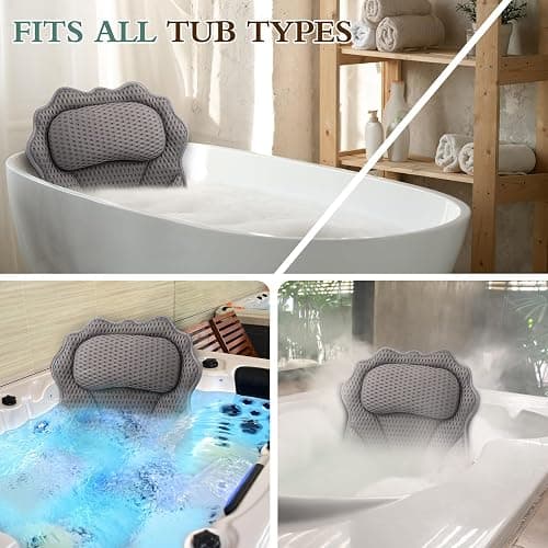Bath Pillow RUVINCE Ergonomic Luxury Bathtub Pillow with Head,Neck, Shoulder and Back Support, 4D Bath Pillows for tub with 6 Powerful Suction Cups, Fits All Bathtub thumbnail 7