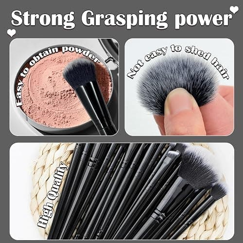 GZIXBDA Makeup Brush Set, 48Pcs Makeup Tool Set Premium Synthetic Foundation Concealers Powder Eye Shadows Makeup Brushes Kit for for Beginner Professional, Black thumbnail 4