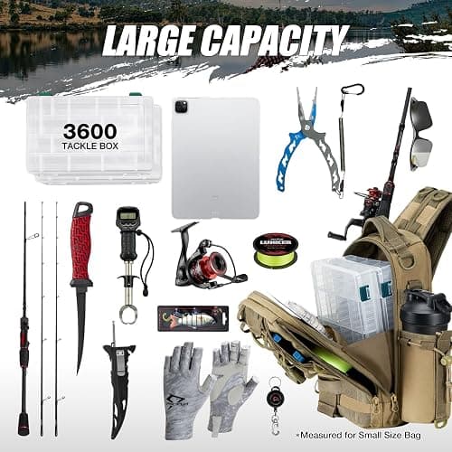 Piscifun Fishing Backpack with Rod Holder, Lightweight Sling Bag Storge Gear and Equipment thumbnail 4