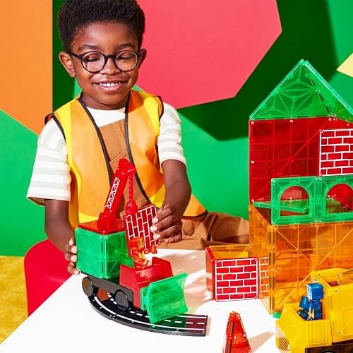 Magna-Tiles Builder XL 50-Piece Magnetic Construction Set, The Original Magnetic Building Brand thumbnail 4