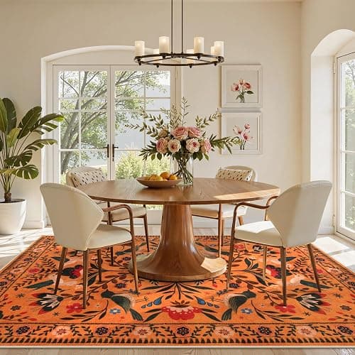 Moynesa Washable 8x10 Area Rugs for Living Room Bedroom Dining Room, Bohemian Scandinavian Modern Country Aesthetic Floral Bird Medallion Carpet, Fall Home Decor Open Floor Areas Protection Non-Slip thumbnail 9