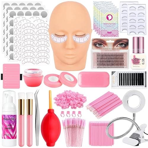 Lash Kits Extensions Kit for Beginners Eyelash Lash Kit for Beginners | Lash Extension Kit with Lash Mannequin Head Lash Extension Practice Kit Starter Kit with Everything - Image 1