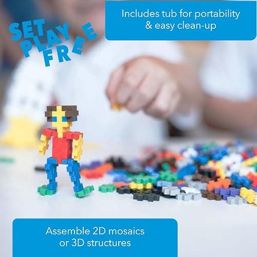 PLUS PLUS Plus-Plus - Open Play Set - 3,600 Piece in Storage Tub - Basic Color Mix - Construction Building Stem Toy, Interlocking Mini Puzzle Blocks for Kids, Assorted, 100 thumbnail 7