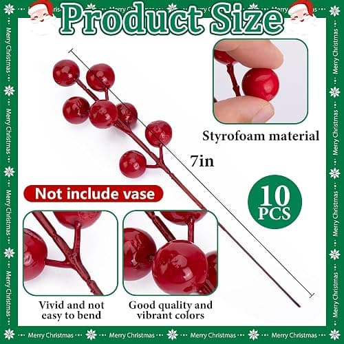 Watayo 45 Pcs Christmas Artificial Pine Branches with Red Berry Stems, 10.5" Faux Evergreen Norfolk Pine Cypress Leaves Stems, Fake Foliage Pine Needles Picks for DIY Craft Garland Home Decor thumbnail 4