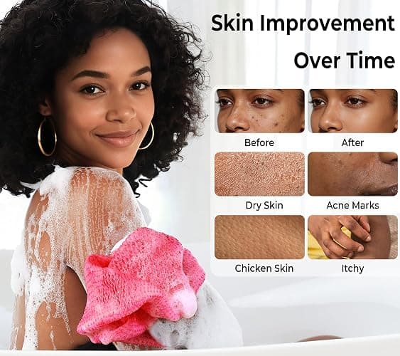 African Net Sponge Authentic - 2 Pieces Loofah Exfoliating Body Scrubber Bath Sponge - Back Scrubber Washcloth for Shower - Real African Scrub Exfoliator Body Care Bathing Accessories for Women thumbnail 3