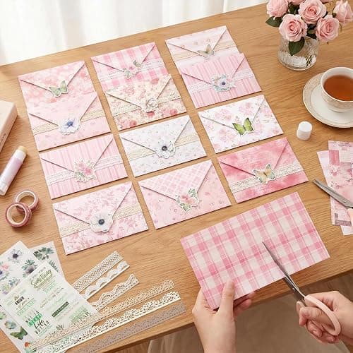 24 Sheets Pink Scrapbook Paper 12''x12'' Double-Sided Floral | Cardstock Lace Borders, Flower Stickers, Decorative Decoupage Paper Bundle for Journal, DIY Card Making Crafts thumbnail 2