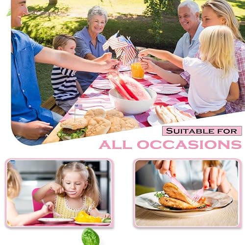 150 Pieces Disposable Cutlery Set Plastic Silverware Heavy Duty Utensil Sets 50 Forks 50 Knives 50 Spoons for Home Office School Party Picnics Restaurant Outdoor Events or Every Day Use (Pink) - Pink thumbnail 5