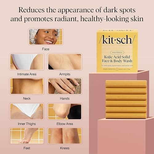 Kitsch Kojic Acid Soap – Turmeric Soap Bar with Hyaluronic Acid & Shea Butter – Brightening & Hydrating Body Wash & Face Wash for Dark Spots, Even Skin Tone & Natural Glow - Made in USA - 4 oz thumbnail 3