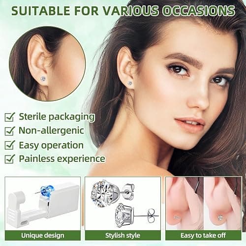 Novopiercing 24 Pcs Ear Piercing Kit: Disposable Ear Piercing Gun Kit with 8 Guns, 8 Pcs Earrings Stud, 8 Pcs Cleaning Pads thumbnail 6