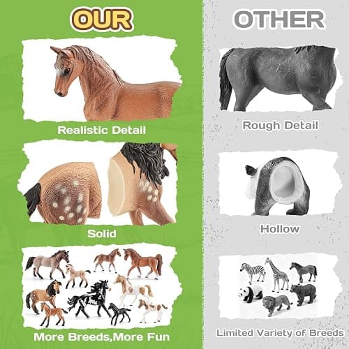 THINKBAY 10PCS Solid 6" Horses Family Figurines, Realistic Farm Animal Toys | Horses Family Toy Sets, 10 Solid Realistic Farm Animals, Great Birthday Gift for Learning, Cake Toppers for Kids Boys & Girls thumbnail 5