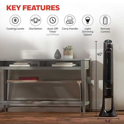 Honeywell QuietSet Whole Room Tower Fan-Black, HYF290B thumbnail 5