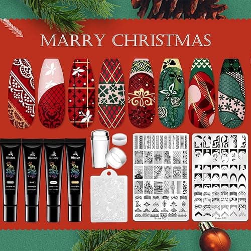 Biutee Nail Stamping Kit 2Pcs Nail Art Stamping Plates 4Pcs Stamping Gel Polish French Tip Nail Stamp Kit 110 Patterns with Silicone Stamper Scraper Large Lace Stamp Template Christmas Gift for Women thumbnail 2