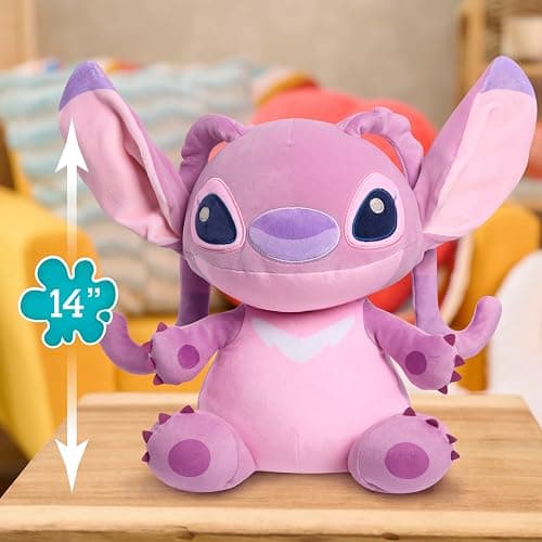 Disney Stitch Comfort Weighted Plush Angel, Officially Licensed, 14-inch Stuffed Animal, Super Soft Snuggly Stretchy Fabric, Alien, Pink, Kids Toys for Ages 3 Up by Just Play thumbnail 4
