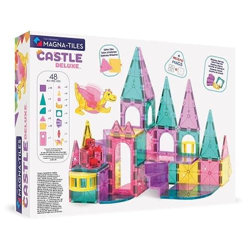 MAGNA-TILES Castle DLX 48-Piece Magnetic Construction Set, The Original Magnetic Building Brand thumbnail 4