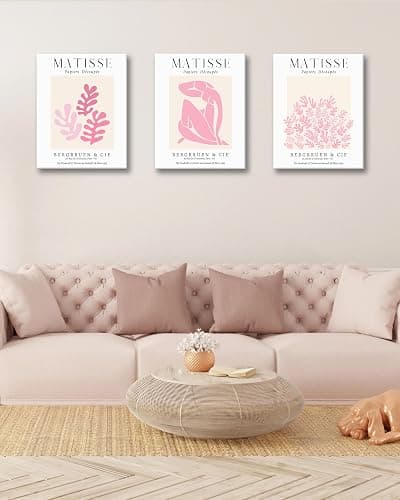 HesenDot Matisse Pink Framed Wall Art,30x40CM Abstract Canvas Wall Decor Set of 3,Boho Minimalist Art Posters Prints,Aesthetic Home Decoration for Living Room Bedroom Bathroom Kitchen thumbnail 4
