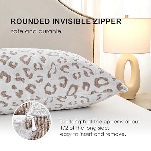 SOCHOW Body Pillow Cover 21x54 Inches, 1 Pack, Brown | Super Soft and Cozy Leopard Print Fleece Long Body PillowCase with Zipper Closure thumbnail 4