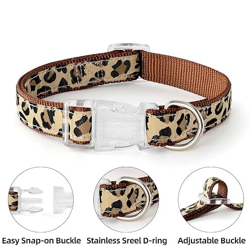 Mile High Life Leopard Dog Harness Collar Leash Set, Adjustable No Pull Dog Halter Harness for Small Breed Dogs, Easy Control for Training Walking (Brown, S Chest 11"-18", Neck 10"-14") thumbnail 3