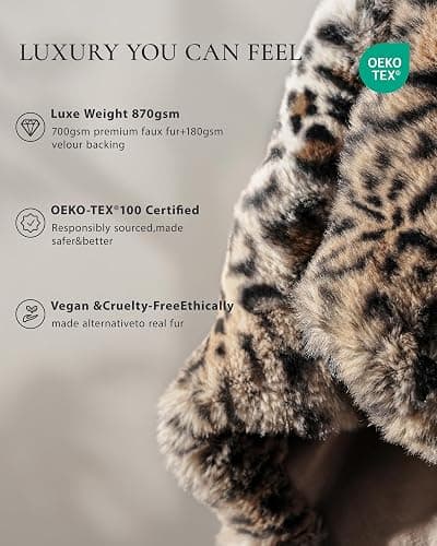 Faux Fur Throw Blanket, Leopard Print Bunny Blankets with Bubble Texture, Reversible Fluffy Blanket for Couch and Bed, Soft Cozy Faux Rabbit Fur Blanket for Home Décor thumbnail 4