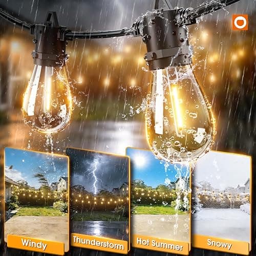 addlon 54FT(48+6) Solar String Lights Outdoor Waterproof with Remote&USB Port Solar Patio Lights Long Last for 20+Hrs, 3 Light Modes, Dimmable Solar Lights for Outside Backyard Party thumbnail 4
