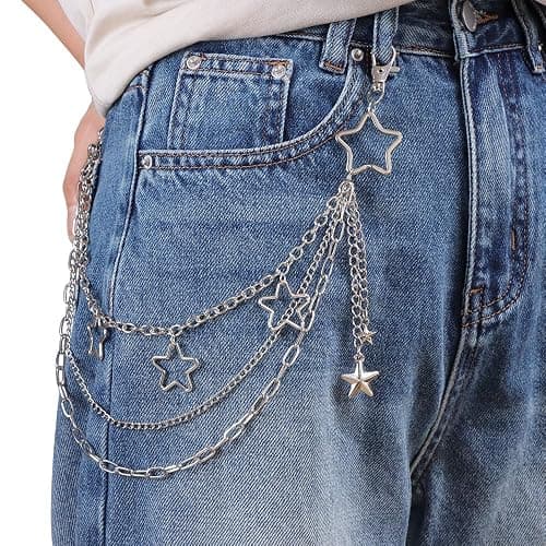 Pants Chain Wallet Chain Punk Chain Hip Hop Butterfly Lock Charm Jeans Chains Rock Chains for Women Men Hipster Women Fashion Trendy Waist Pants Chain Jewelry Clothing Accessories thumbnail 2