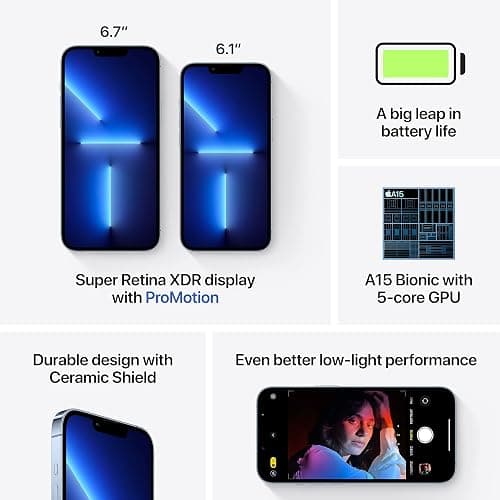 Apple iPhone 13 Pro, 128GB, Sierra Blue - (Renewed) thumbnail 5