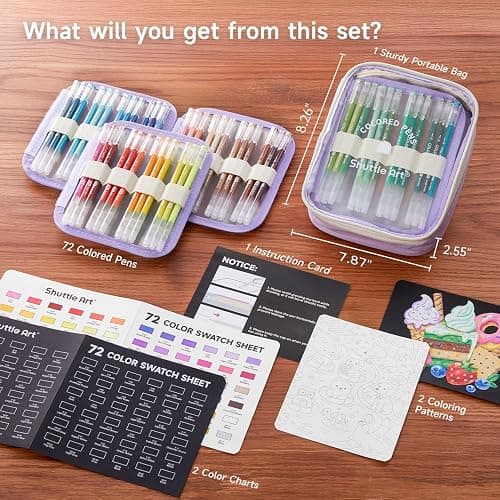 Shuttle Art Colored Pens, 72 Vibrant Colors Cute Journal Pens 0.6mm Fine Point Colored Gel Pens for Black Paper in Portable Bag for Coloring Writing Drawing Journaling Note Taking School Office Home thumbnail 3