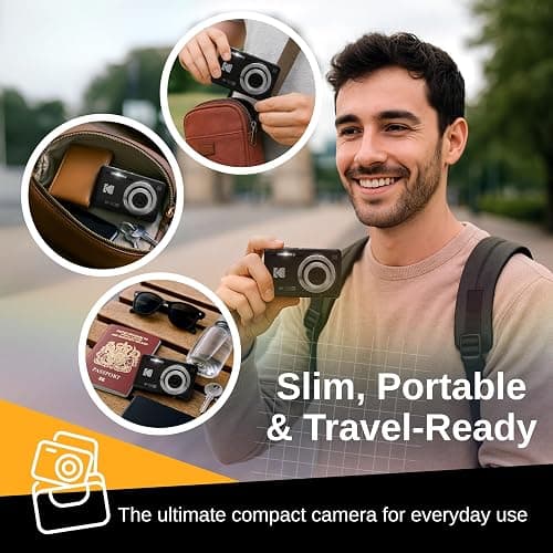 Digital Camera Set Bundle with Kodak Pixpro FZ55 Black Compact Digital Camera, 32gb SD Card, and Clikoze Cleaning Cloth thumbnail 2