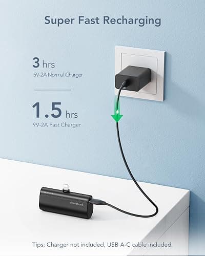 charmast Small Portable Charger for iPhone, Ultra-Compact 20W PD Fast Charging Power Bank 5000mAh, Mini Battery Pack for iPhone 14/14 Pro Max/13/13 Pro Max/12/12 Pro Max/11/XR/X/8/7/6 etc thumbnail 8